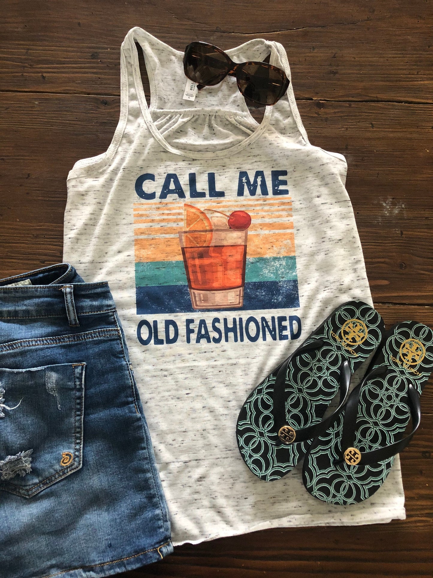 Call me Old Fashioned Bella Ladies Flowy Racerback