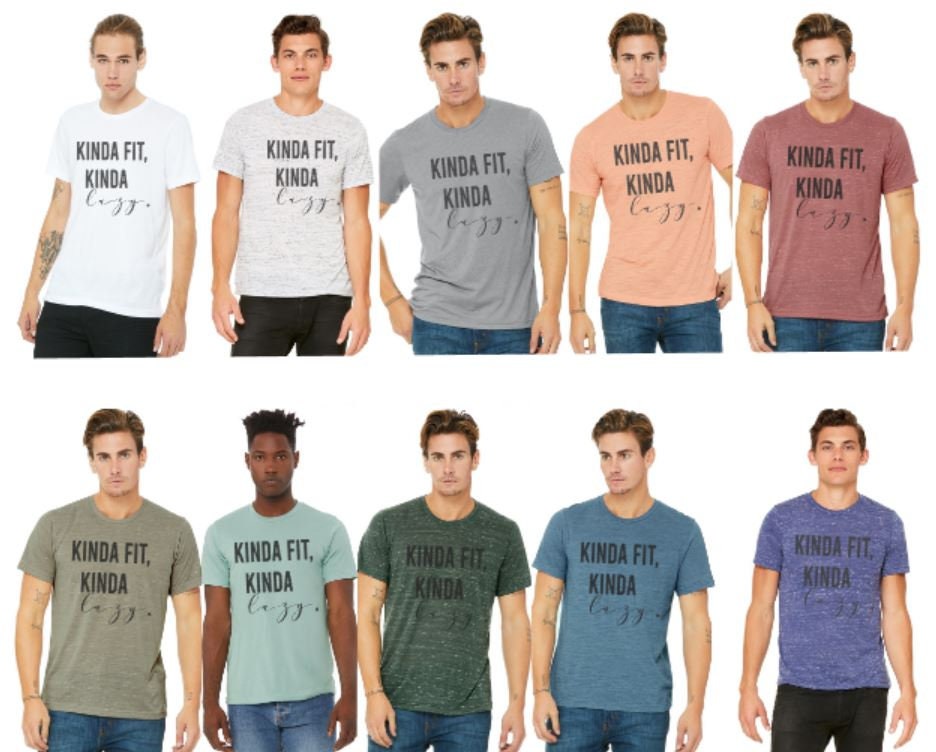 Kinda Fit Kinda Lazy/graphic tee/fun fitness/workout tee/Bella Unisex short sleeve tee