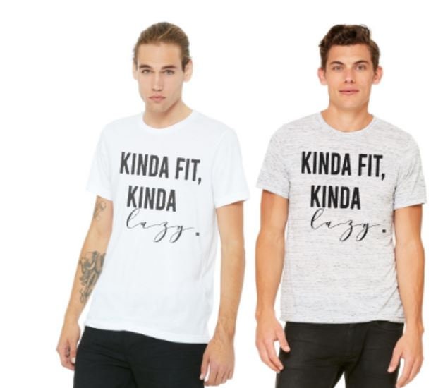 Kinda Fit Kinda Lazy/graphic tee/fun fitness/workout tee/Bella Unisex short sleeve tee