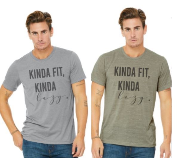 Kinda Fit Kinda Lazy/graphic tee/fun fitness/workout tee/Bella Unisex short sleeve tee