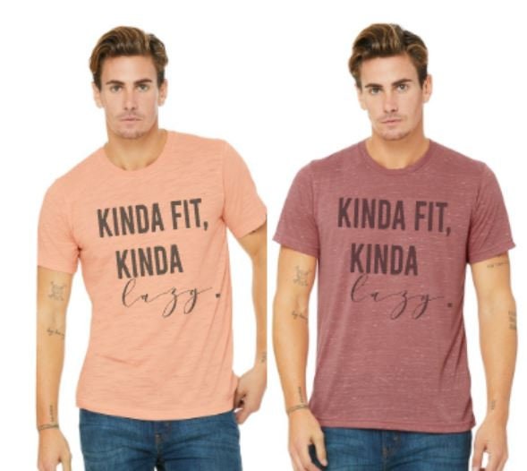 Kinda Fit Kinda Lazy/graphic tee/fun fitness/workout tee/Bella Unisex short sleeve tee