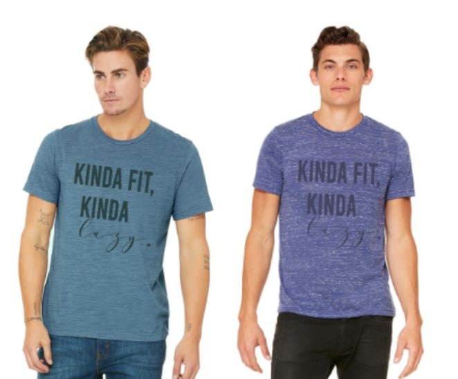 Kinda Fit Kinda Lazy/graphic tee/fun fitness/workout tee/Bella Unisex short sleeve tee