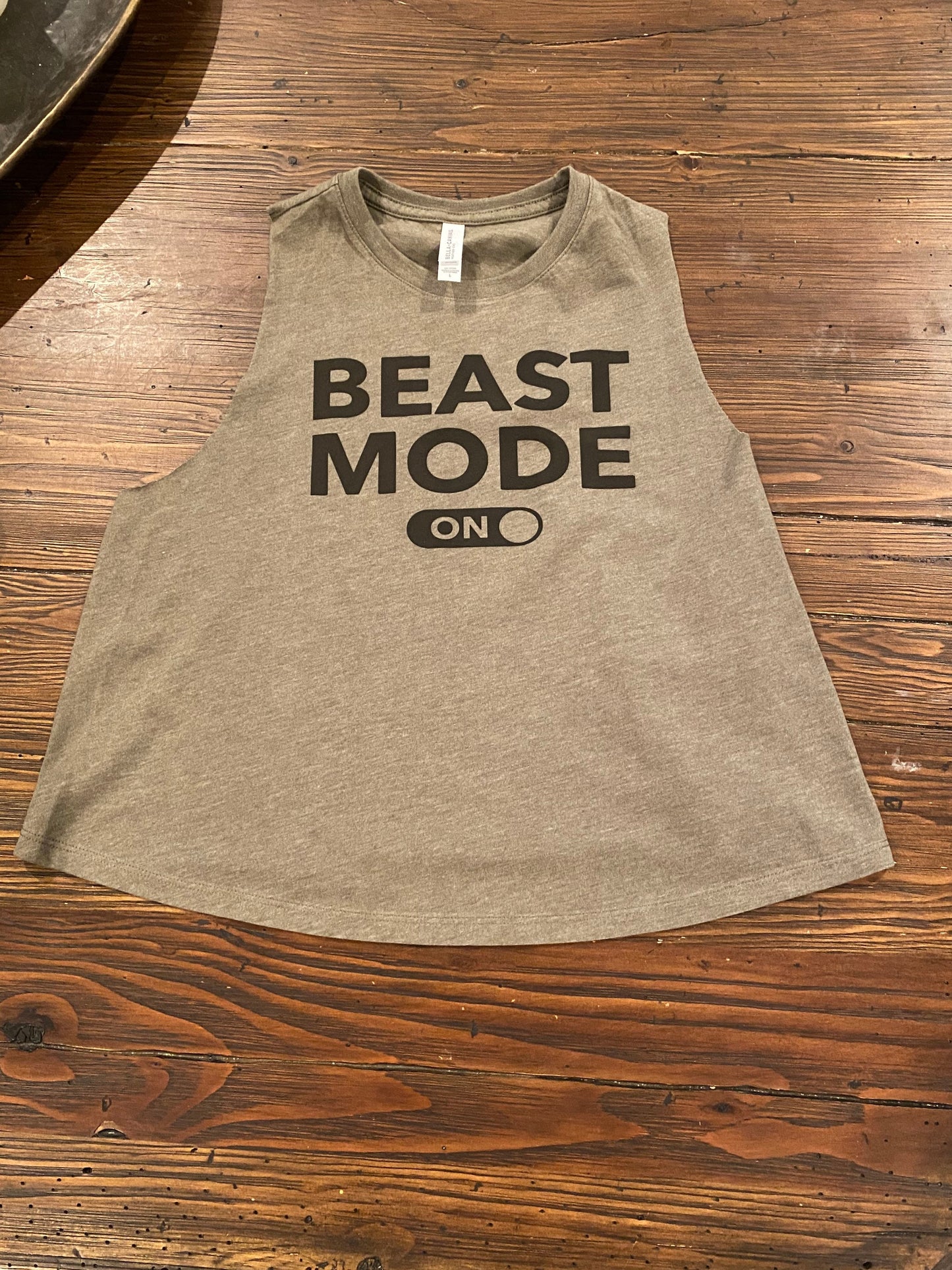 Beast Mode ON Bella Ladies Cropped Racerback Tank
