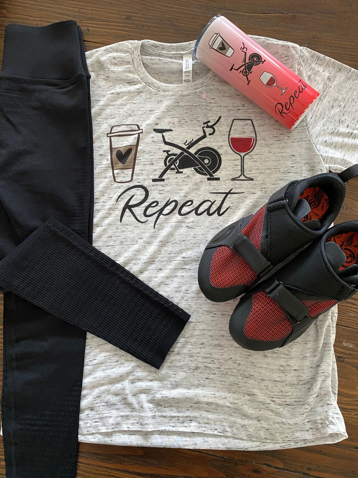 Coffee Bike Wine Repeat Bella Unisex Short Sleeve Tee