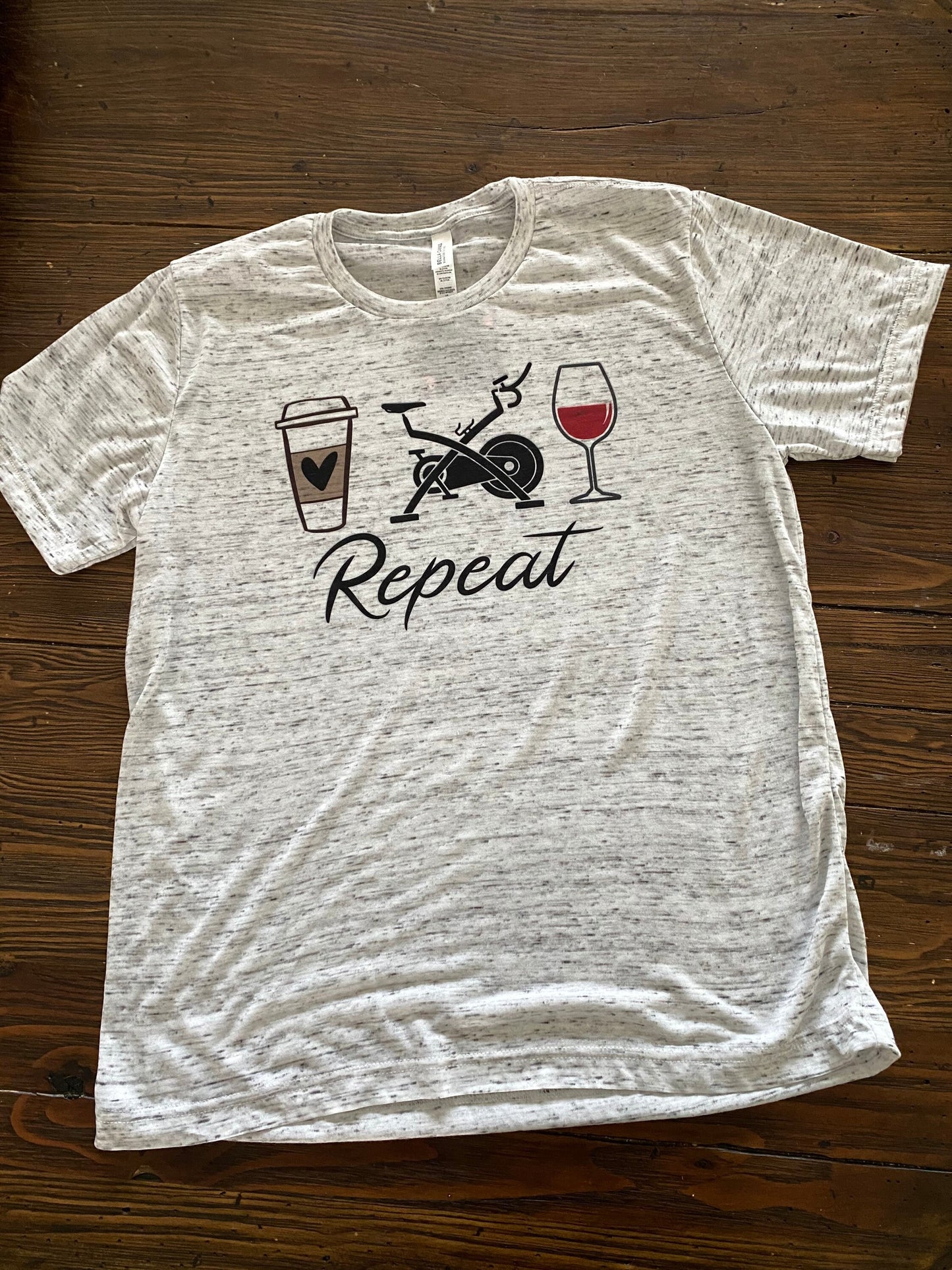 Coffee Bike Wine Repeat Bella Unisex Short Sleeve Tee