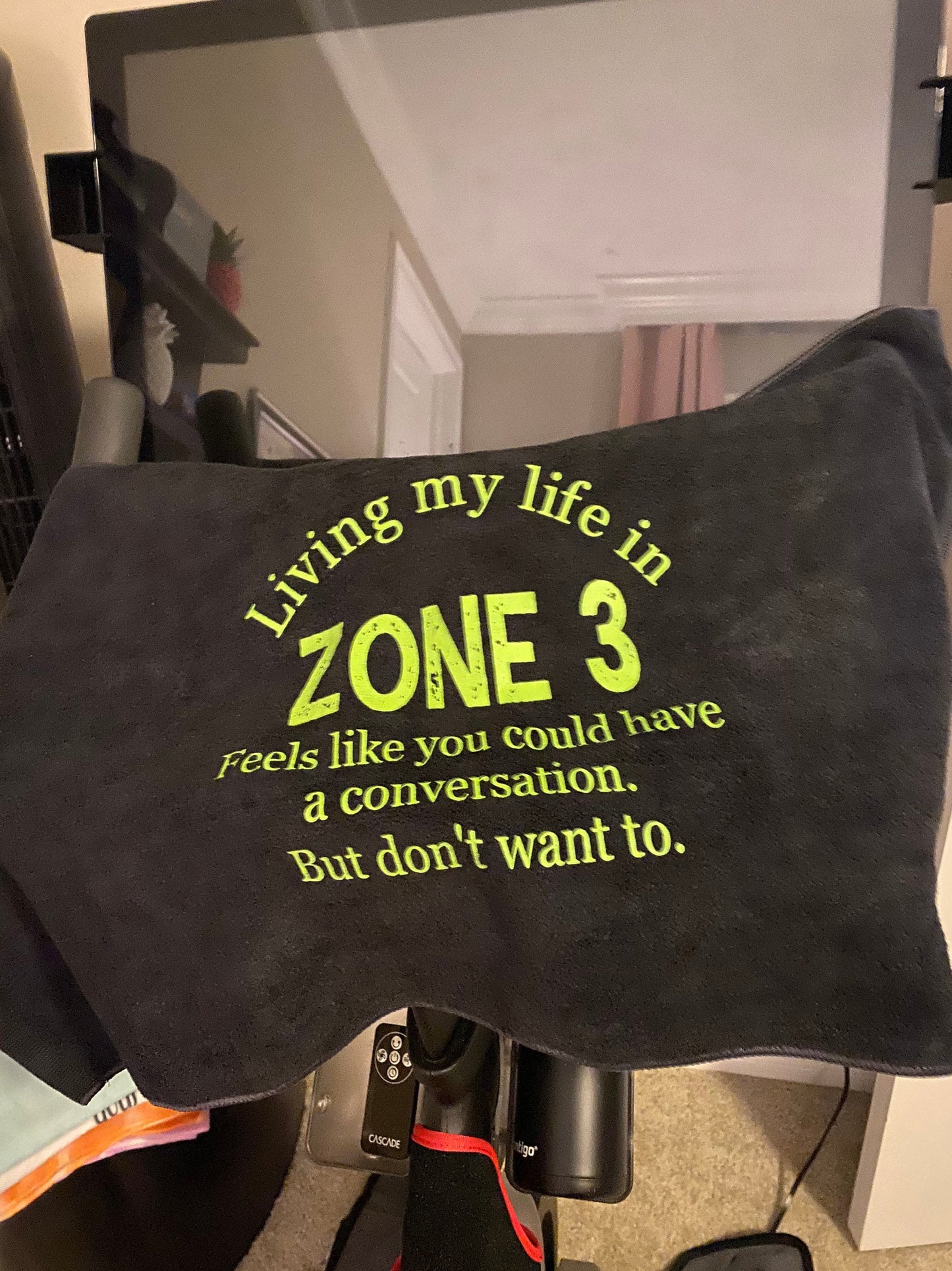 Living my life in Zone 3 Screenprinted Fitness Towel