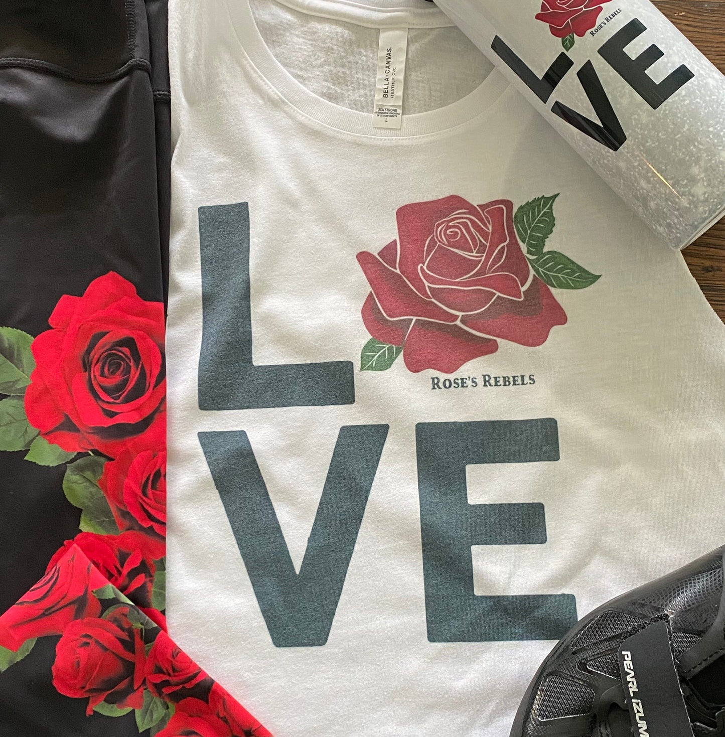 LOVE Rose’s Rebels Bella Ladies Cropped Racerback Tanl