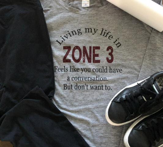 Living My Life in Zone 3 Long Sleeve Tee Sporttek After Workout tee with Thumbholes