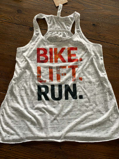 Bike Lift Run Graphic Bella Racerback Tank