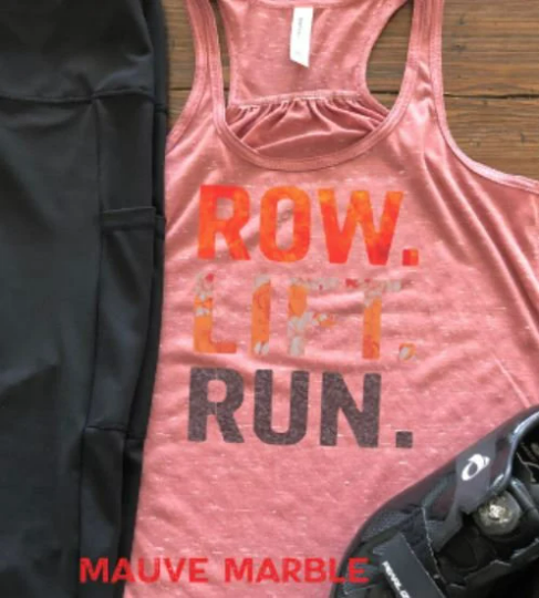 Row Lift Run Graphic Bella Racerback Tank