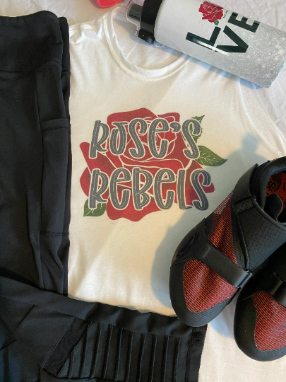 Rose’s Rebels Graffiti Performance Mens Short Sleeve Tee/extended sizes/Sporttek Tee Moisture Wicking Soft Performance