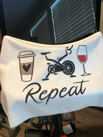 Coffee Bike Wine Repeat Towel/Personalization Optional