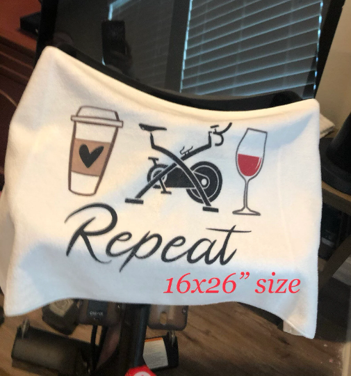 Coffee Bike Wine Repeat Towel/Personalization Optional