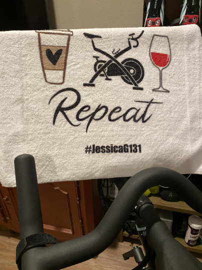 Coffee Bike Wine Repeat Towel/Personalization Optional