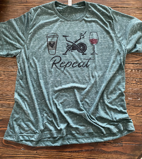 Coffee Bike Wine Repeat Bella Unisex Short Sleeve Tee