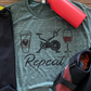Coffee Bike Wine Repeat Bella Unisex Short Sleeve Tee