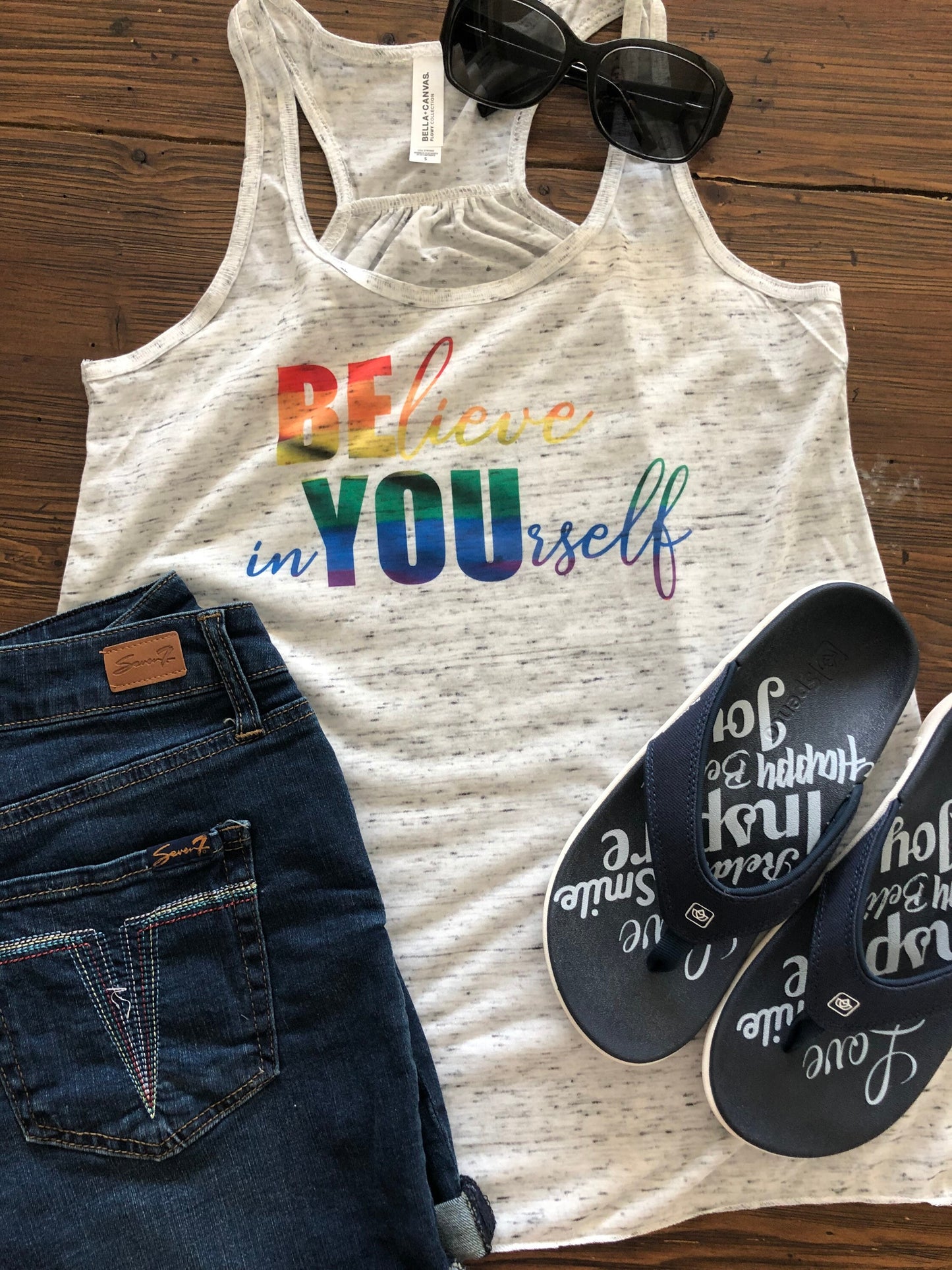 Believe in yourself Bella and Canvas flowy racerback or muscle