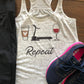 Coffee Tread Wine  Repeat Bella Ladies Flowy Racerback Tank