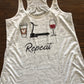 Coffee Tread Wine  Repeat Bella Ladies Flowy Racerback Tank
