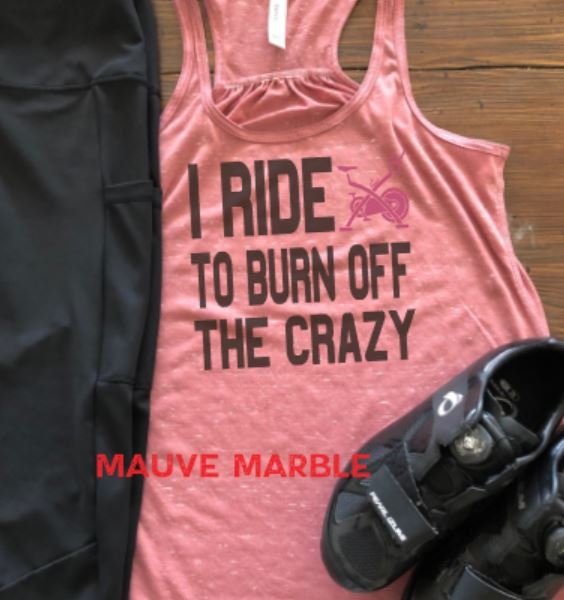 I Ride to Burn Off The Crazy Bella Ladies Flowy Racerback