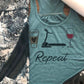 Coffee Tread Wine  Repeat Bella Ladies Flowy Racerback Tank