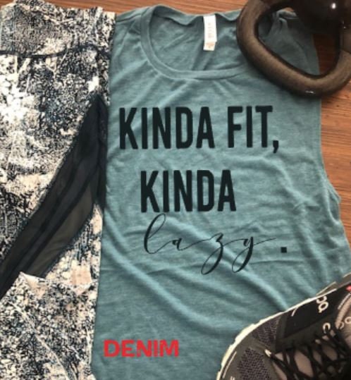 Kinda Fit Kinda Lazy Bella Ladies Scoopneck Muscle Tank