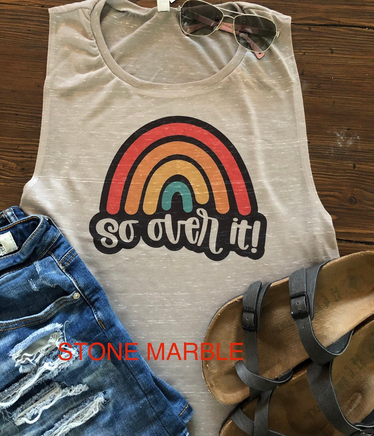 So Over It Rainbow Bella Ladies Muscle tank