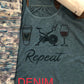 Coffee Bike Wine Repeat  Bella Ladies Flowy Racerback Tank