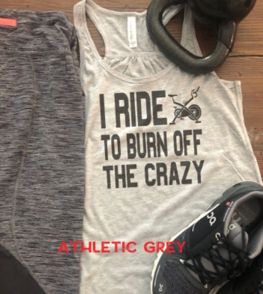 I Ride to Burn Off The Crazy Bella Ladies Flowy Racerback