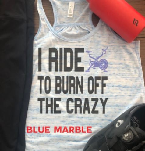 I Ride to Burn Off The Crazy Bella Ladies Flowy Racerback