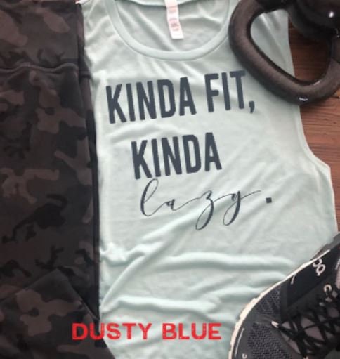 Kinda Fit Kinda Lazy Bella Ladies Scoopneck Muscle Tank