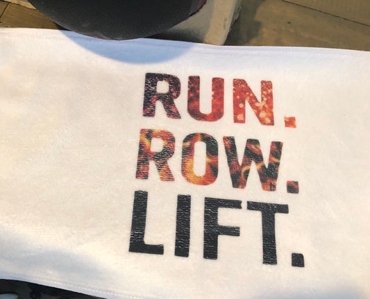 Run Row Lift Towel Fitness Towel/ Dri Tri Workout Towel/Personalization Optional