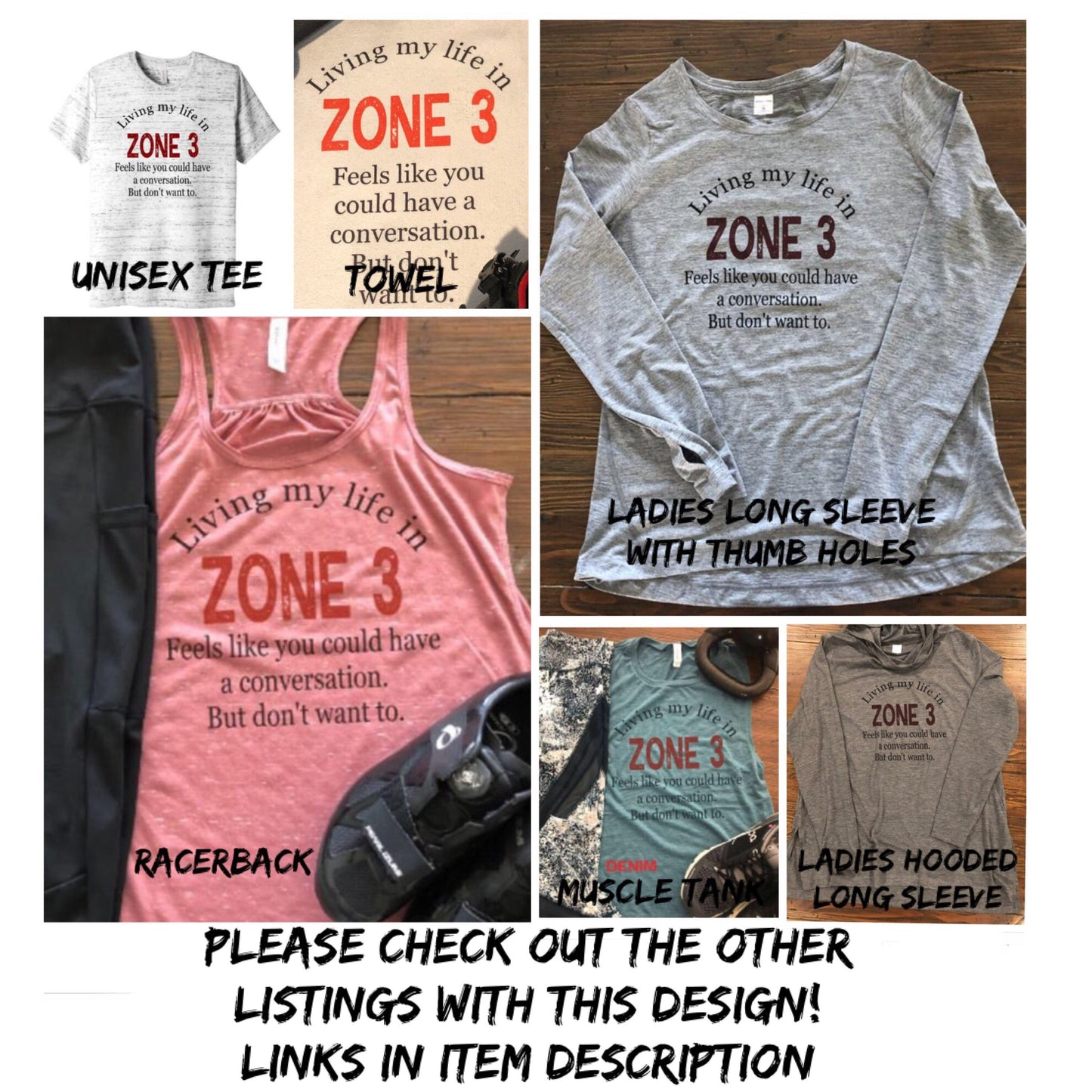 Living my life in Zone 3 Screenprinted Fitness Towel