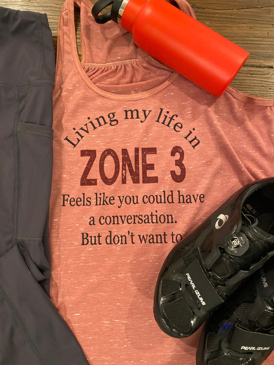 Living my life in Zone 3 Bella Ladies Flowy Racerback Tank