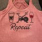 Coffee Bike Wine Repeat  Bella Ladies Flowy Racerback Tank