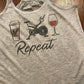 Coffee Bike Wine Repeat  Bella Ladies Flowy Racerback Tank