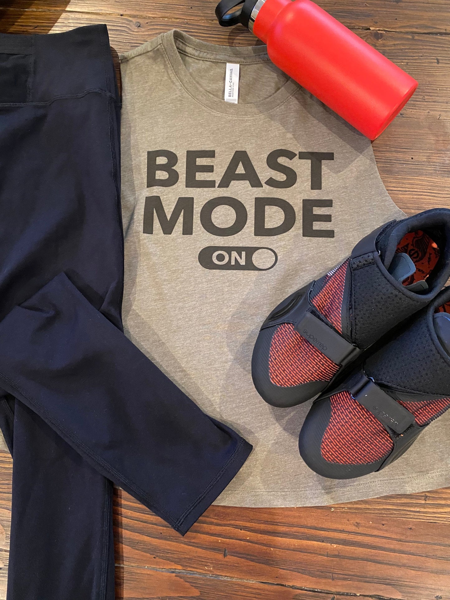 Beast Mode ON Bella Ladies Cropped Racerback Tank