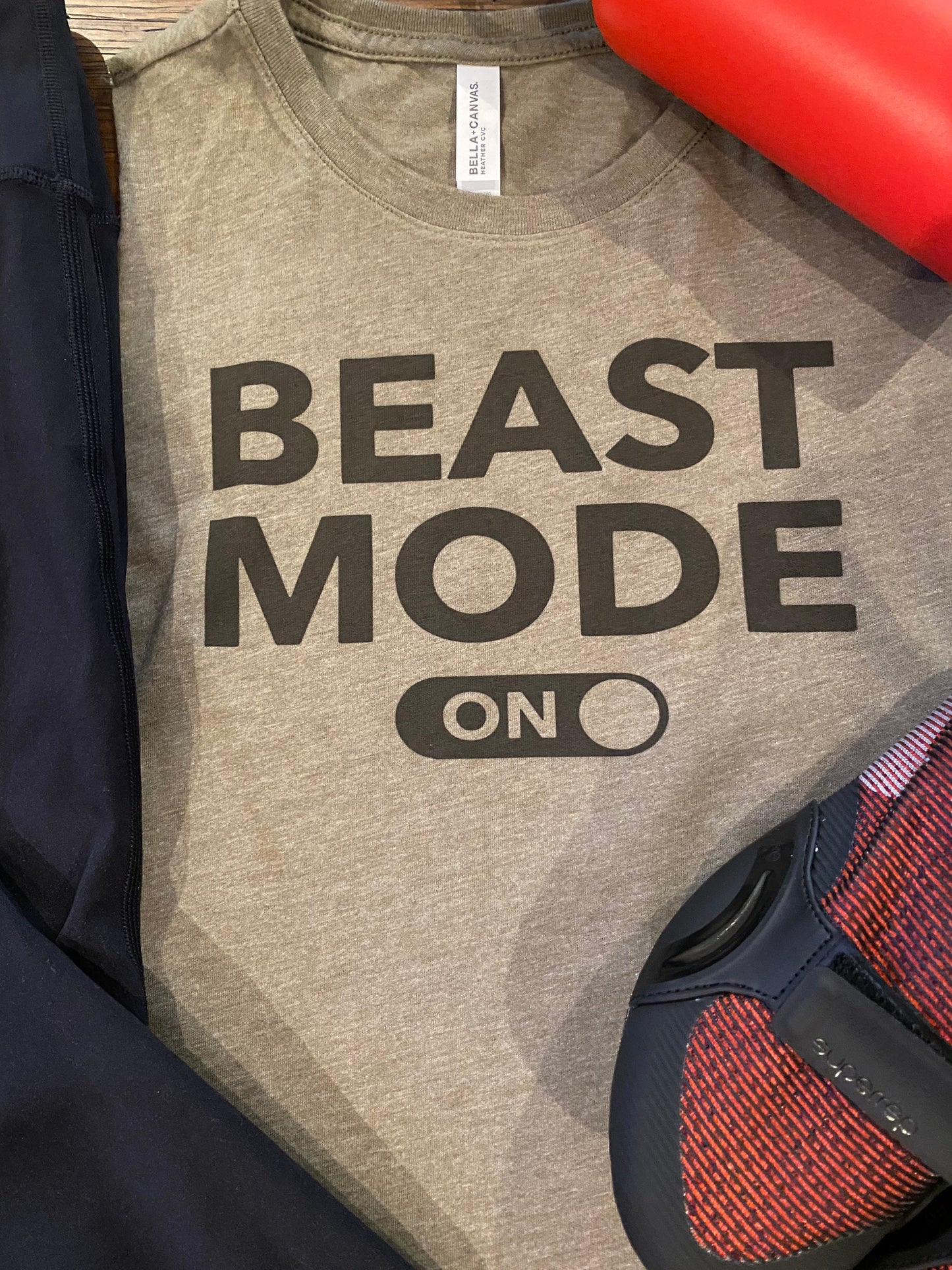 Beast Mode ON Bella Ladies Cropped Racerback Tank