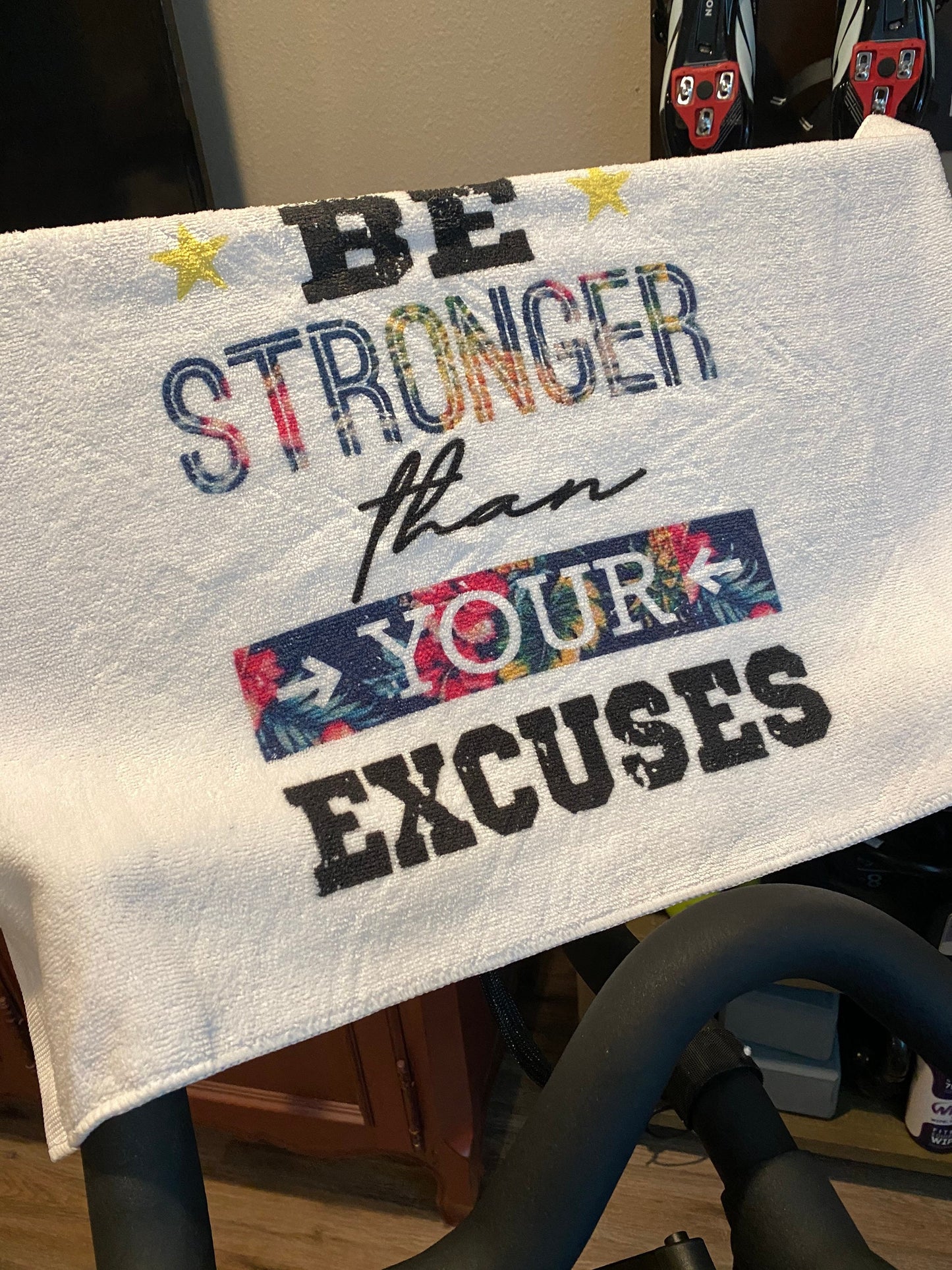 Be Stronger Than Your Excuses towel Fitness Towel/Personalization Optional