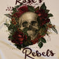 Rose’s Rebels Skull and Roses Sport-tek Posi charge Competitor Shirts/Choice of Ladies Racerback, Sleeveless, Short Sleeve Tee and Long Sleeve Vneck