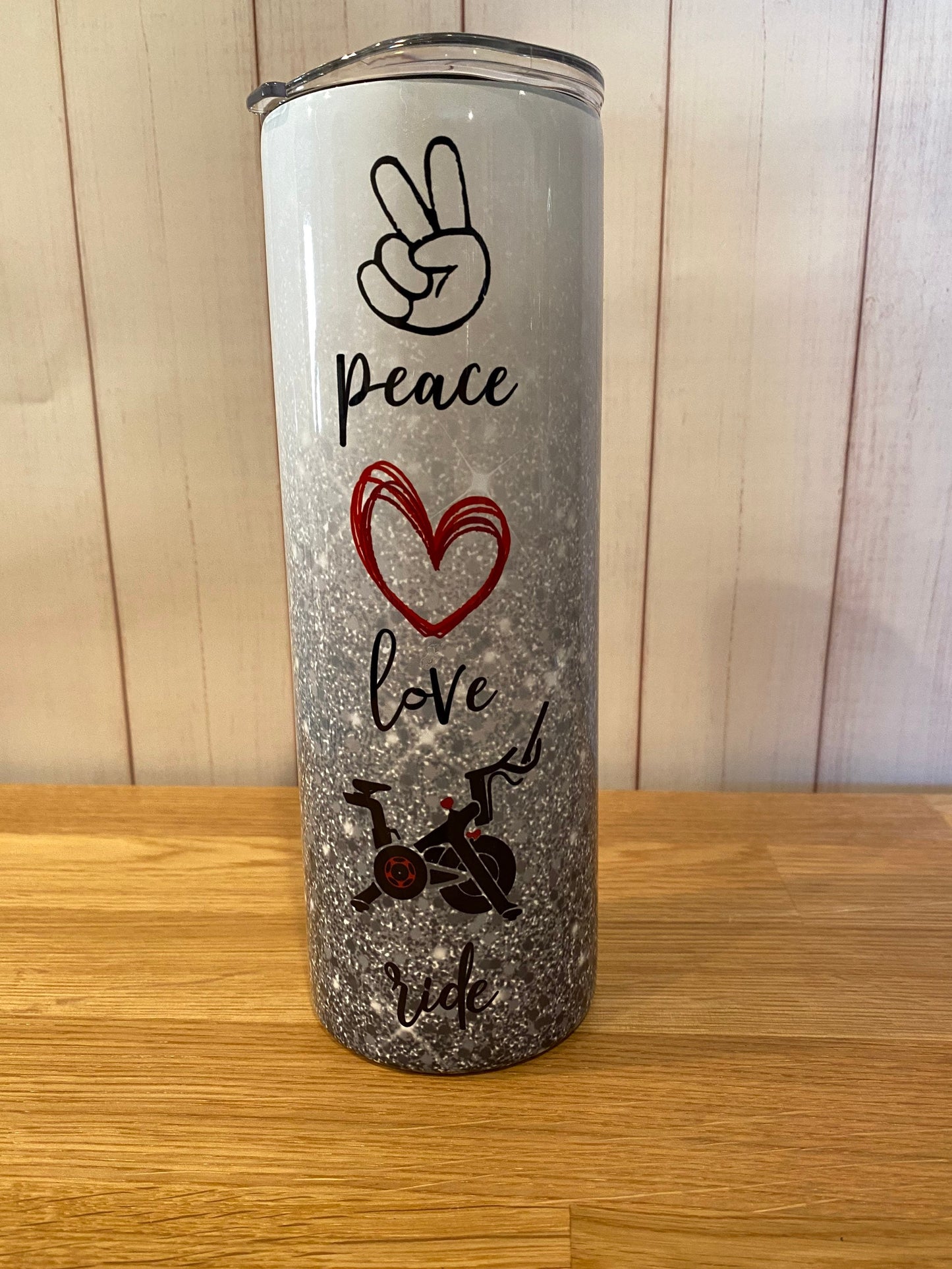 Peace Love Ride Personalized Vacuum Sealed Insulated Duo Lid Tumbler or Bottle/multiple sizes