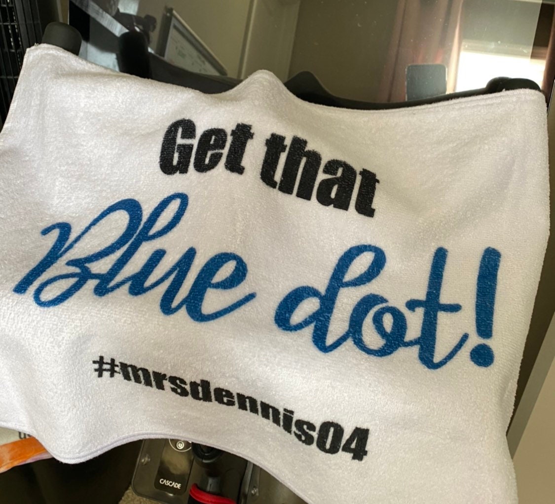 Get That Blue Dot Fitness Towel/Personalization Optional