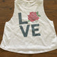 LOVE Rose’s Rebels Bella Ladies Cropped Racerback Tanl