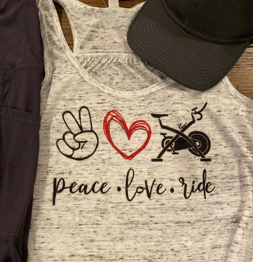 Peace Love Ride Graphic Bella Racerback Tank