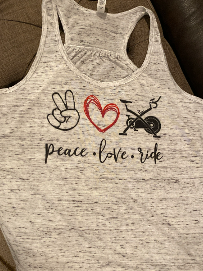 Peace Love Ride Graphic Bella Racerback Tank