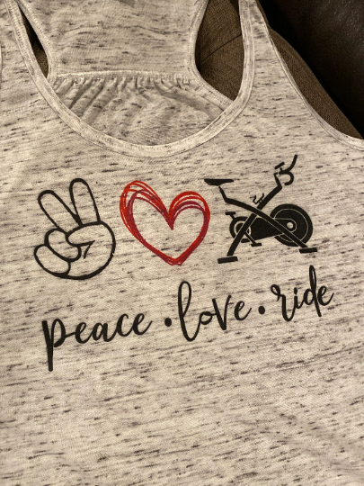 Peace Love Ride Graphic Bella Racerback Tank